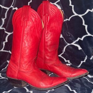 Nocona Boots - Red and Cream Cowboy Boots 6B